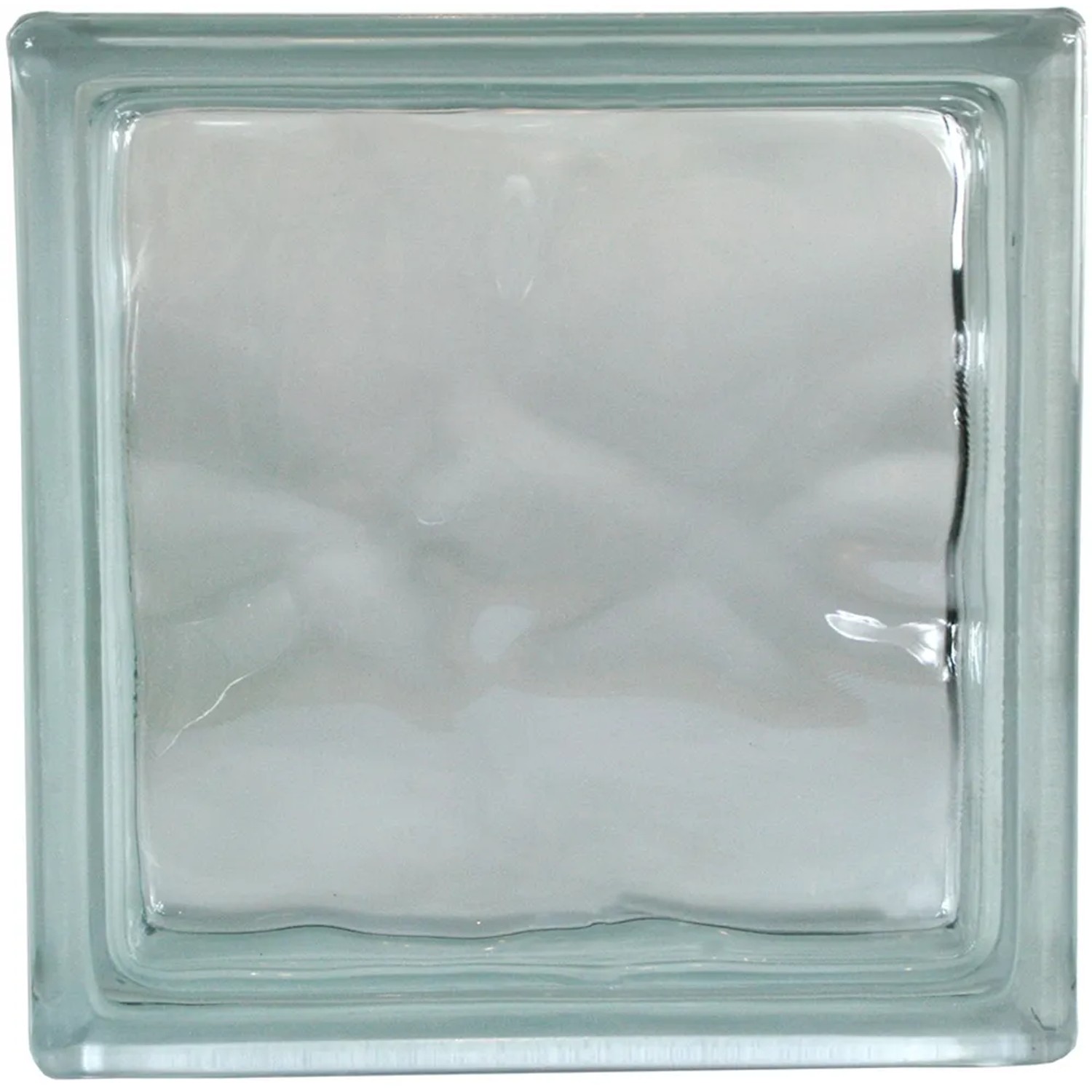 Klarer Glasstein Wolke, 19x19x8 cm, mit Schallschutz für Innen- und Außenbereich.