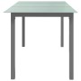 Hellgrauer vidaXL Gartentisch (150x90x74 cm) aus Aluminium und Glas.