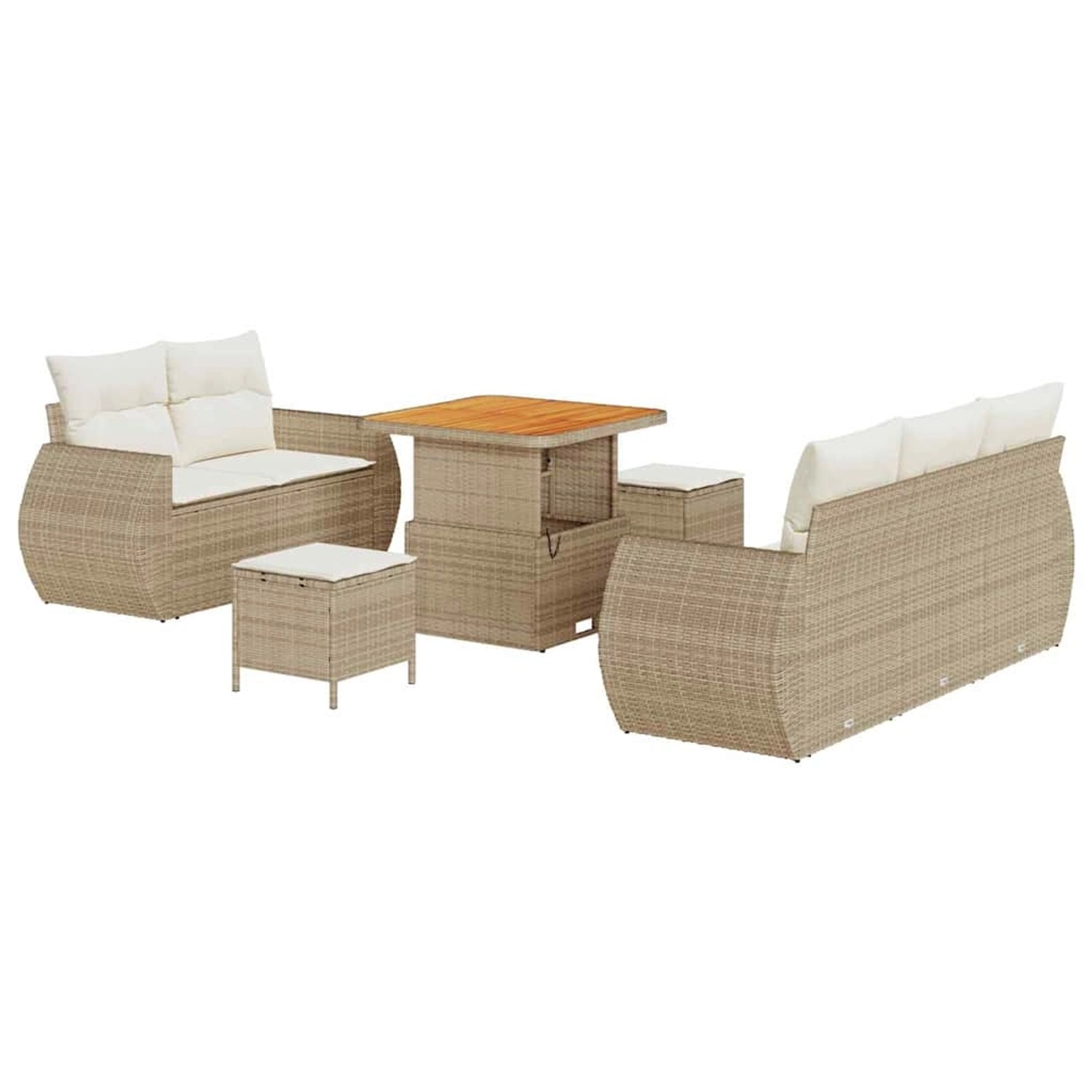 vidaXL Garten-Sofa-Set 8-Tlg Beige Poly Rattan 3361816 günstig online kaufen