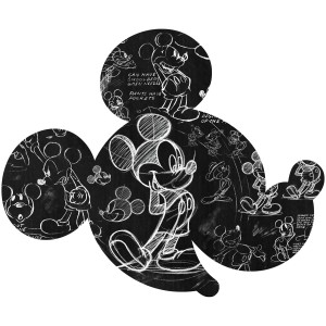 Disney Wandtattoo Mickey Mouse, schwarz-weiß, 127x127 cm. Wanddeko für Kinderzimmer.