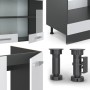 Details der Vicco R-Line Eckküche in Weiß Hochglanz/Anthrazit, verschiedene Ansichten.