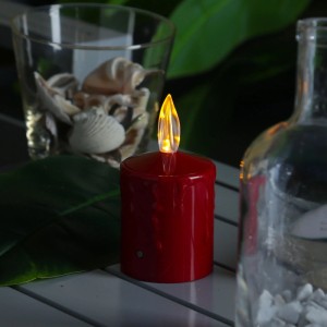 Rote LED Grabkerze im 2er Set, geeignet für Laternen und Gräber. Mit Dämmerungssensor.