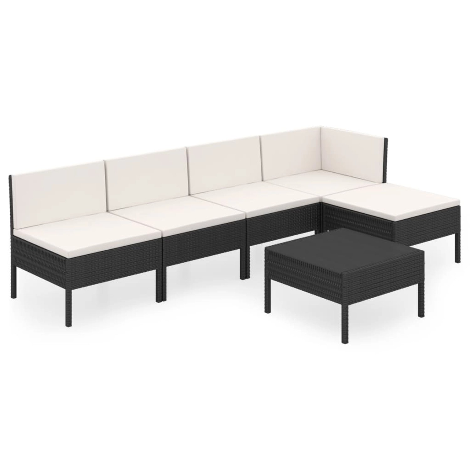 vidaXL 6-tlg Garten-Lounge-Set mit Auflagen Poly Rattan Schwarz Modell 40