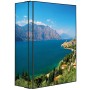 Banjado XXL Medizinschrank Abschliessbar 35x46x15cm Arzneischrank Anthrazit Aus Metall Mit Motiv Gardasee