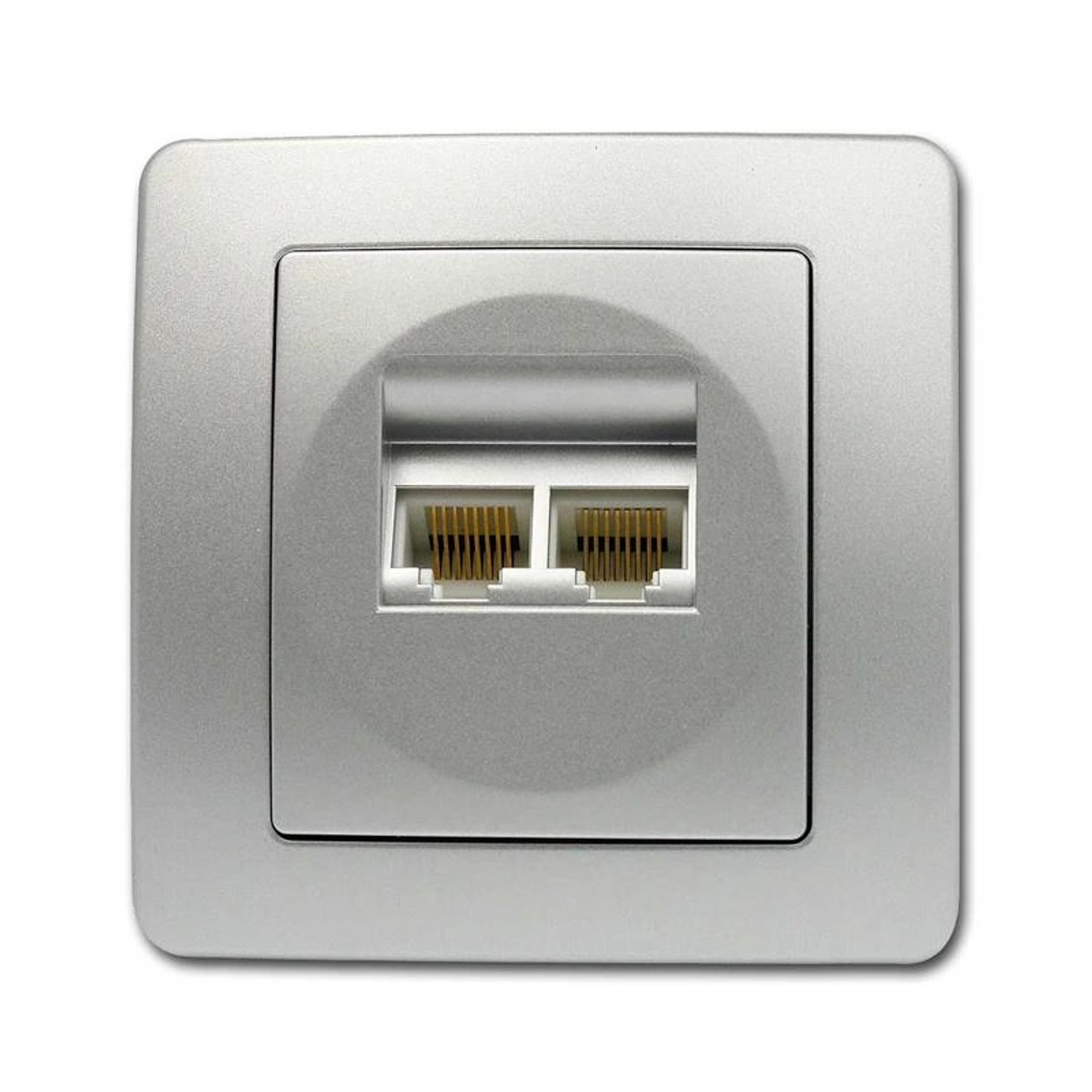 TEM EKONOMIK 2-Fach RJ45 Netzwerkdose Cat5e Silber