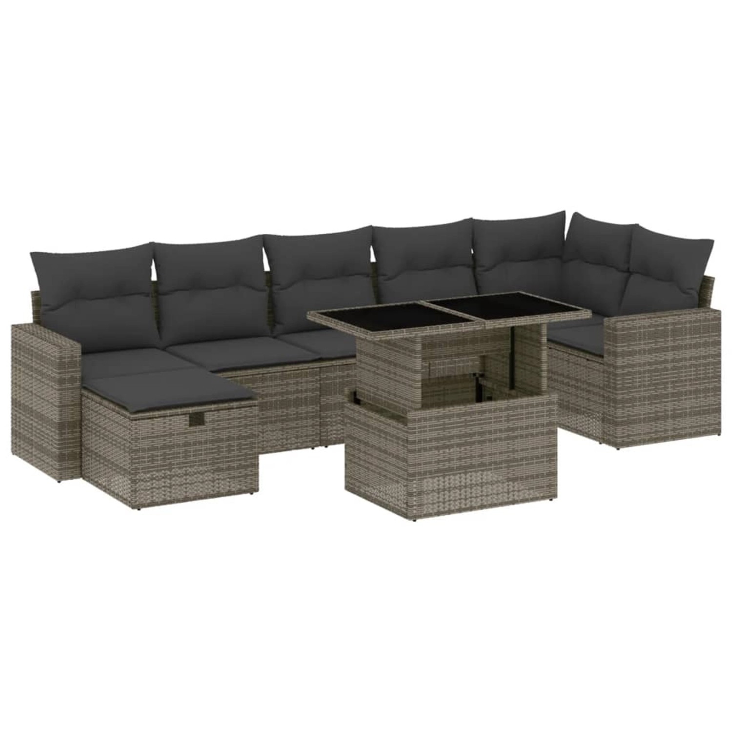 vidaXL 8-Tlg Garten-Sofagarnitur mit Kissen Grau Poly Rattan 3274830 günstig online kaufen