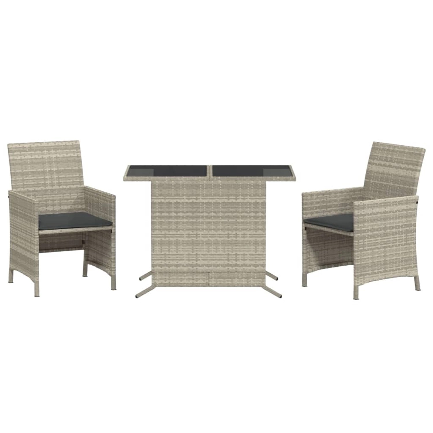 vidaXL 3-Tlg Bistro-Set mit Kissen Hellgrau Poly Rattan 365122