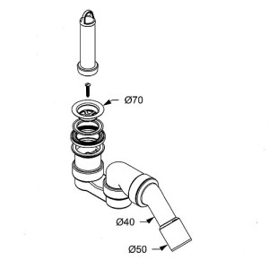 Sturotec Ablaufgarnitur für Duschwanne mit Standrohr, Kunststoff, DN 4/5.
