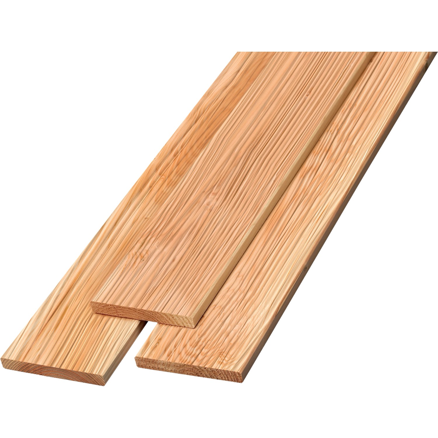 Terrassendiele Douglasie, strukturgehobelt, rötliches Holz für die Terrasse.