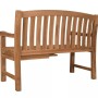 Gartenbank Lancaster aus Teakholz mit Seitentisch, Rückansicht. Möbel für den Garten.