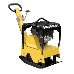 Güde Rüttelplatte GRP 125, gelb/schwarz, für Garten- und Landschaftsbau. Baumaschine zur Bodenverdichtung.