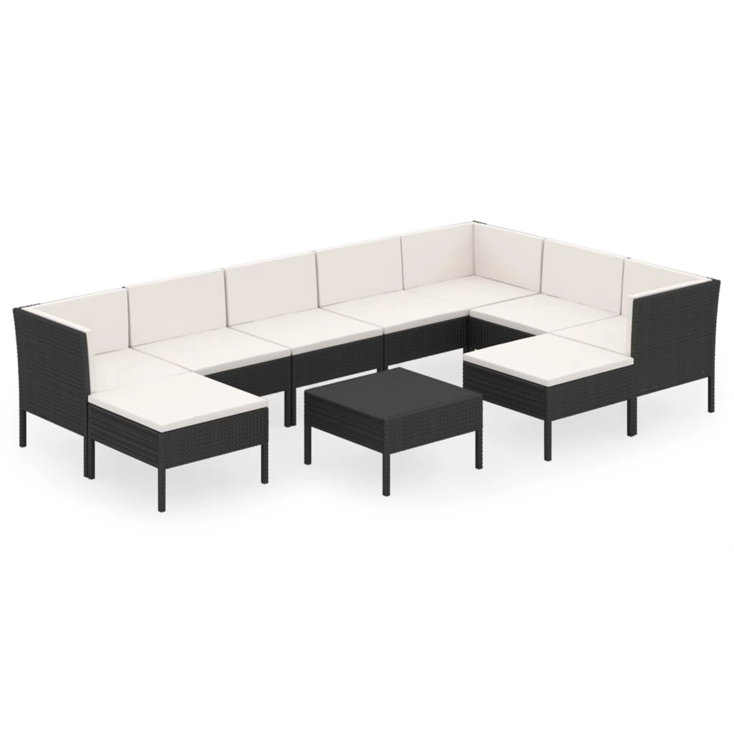 vidaXL 10-tlg Garten-Lounge-Set mit Auflagen Poly Rattan Schwarz Modell 23 günstig online kaufen