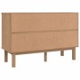 vidaXL Schubladenschrank OTTA, braun/grau, aus Massivholz, Rückansicht.