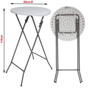 Klappbarer TRUTZHOLM Stehtisch, Ø 60cm, mit weißer Husse, wetterfest und ideal für Partys.
