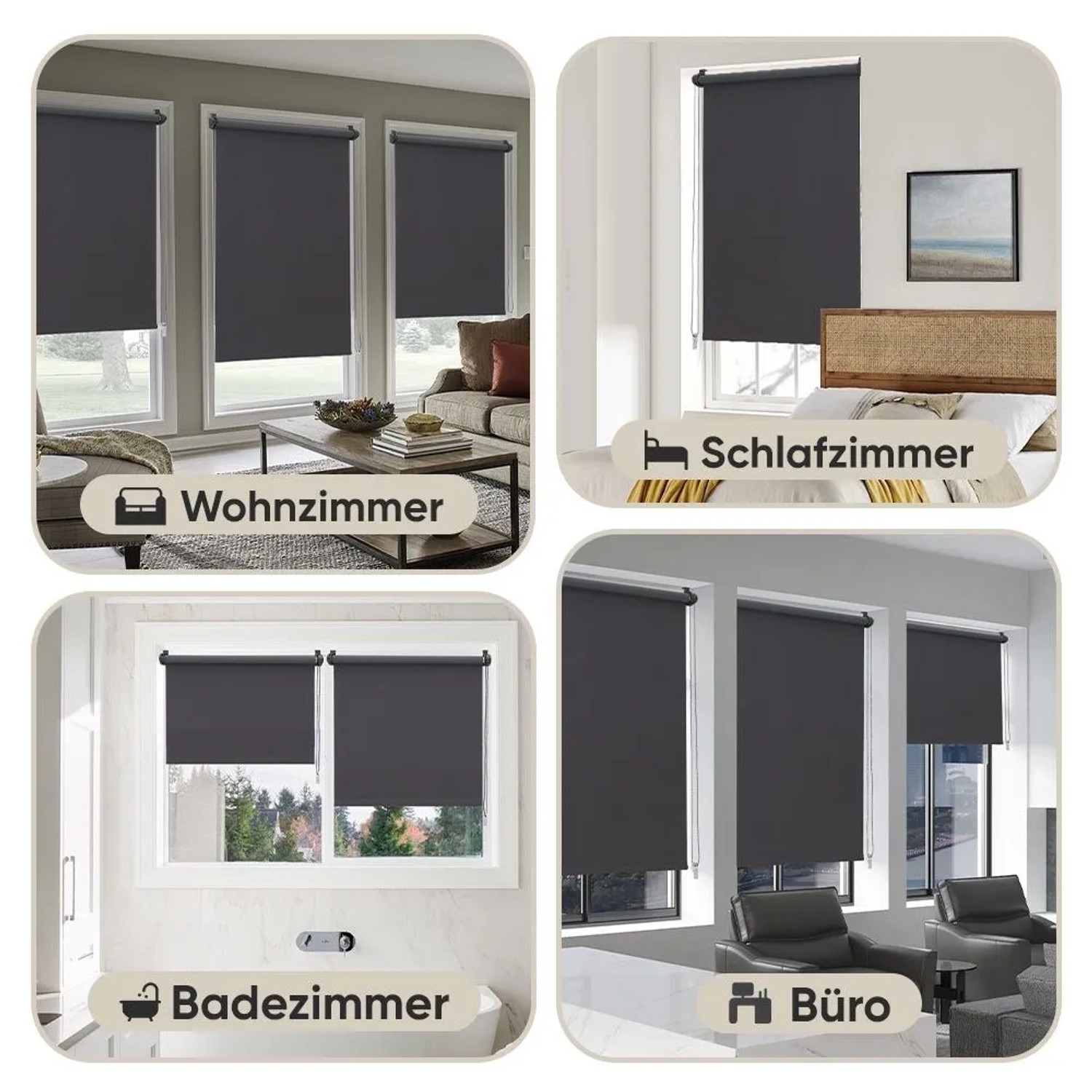 Sekey Seitenzugrollo Verdunkelung ohne Bohren Blickdicht Grau 100x130cm_10