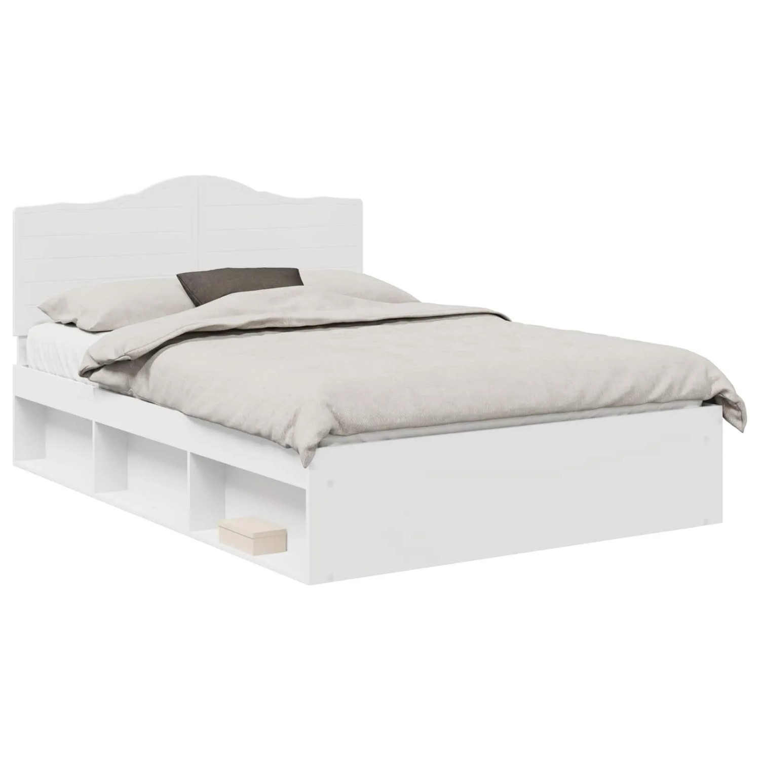 vidaXL Bettrahmen mit Kopfteil Weiß 140 x 190 cm Massives Kiefernholz 3413308