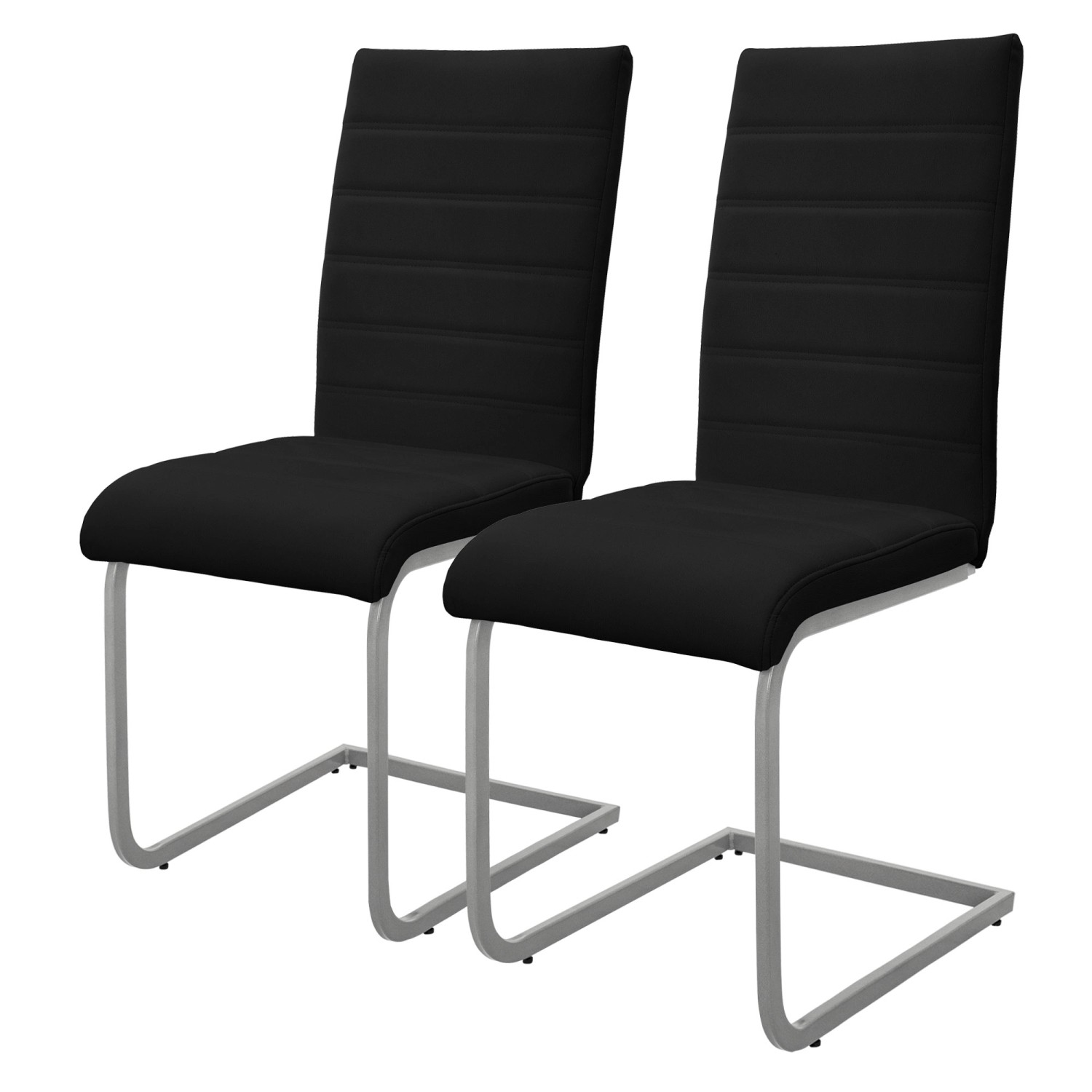 ML-Design Esszimmerstuhl Freischwinger 2Er Set Schwarz Kunsterlederbezug günstig online kaufen