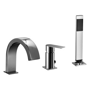 pianura Dreiloch-Wannenrand-Einhebelmischer Giulia mit Brausegarnitur, Chrom.