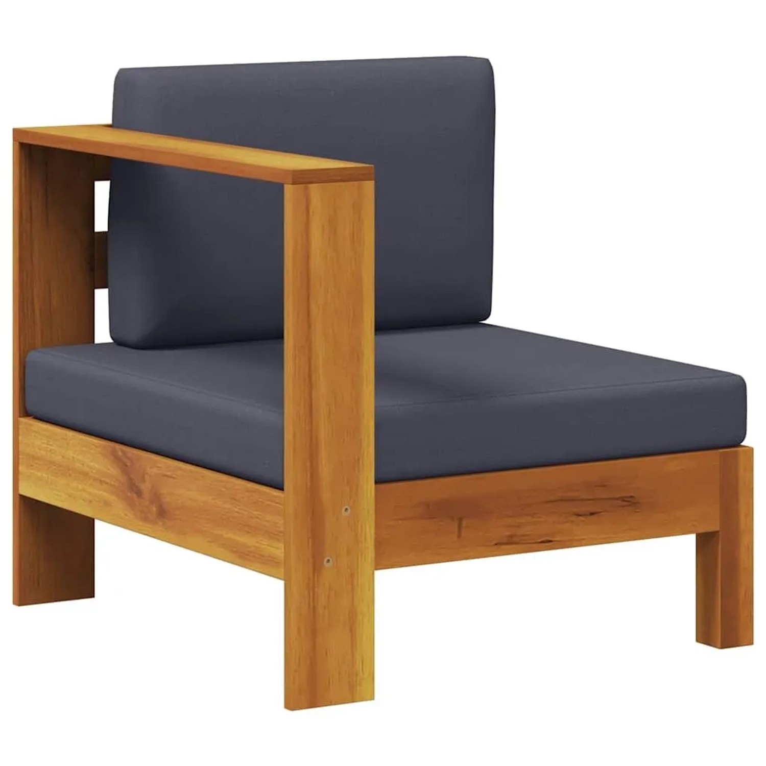 vidaXL Mittelsofa mit 1 Armlehne Dunkelgrau Massivholz Akazie 310641