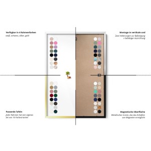 Tulup Magnettafel Magnettafel Metall mit Rahmen Farbe Weiß 50x50 cm Reisemagnete Magnetboard Weißer Rahmen