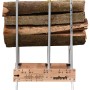 wolfcraft Sägebock FSC® mit Holzstamm, klappbar und standsicher.