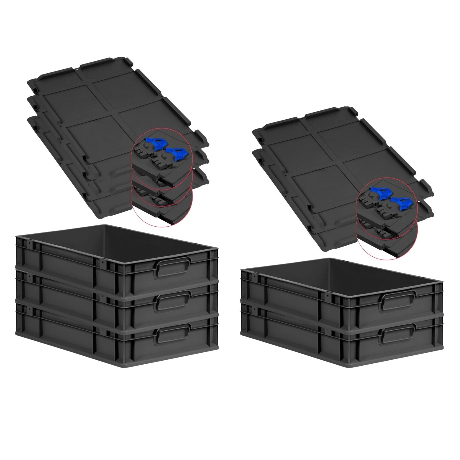 PROREGAL SuperSparSet 5x Eurobox Nextgen Grip Mit Scharnierdeckel Und Blaue günstig online kaufen
