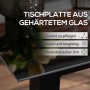 Detailaufnahme: Outsunny Gartentisch mit Glasplatte in rustikaler Optik.