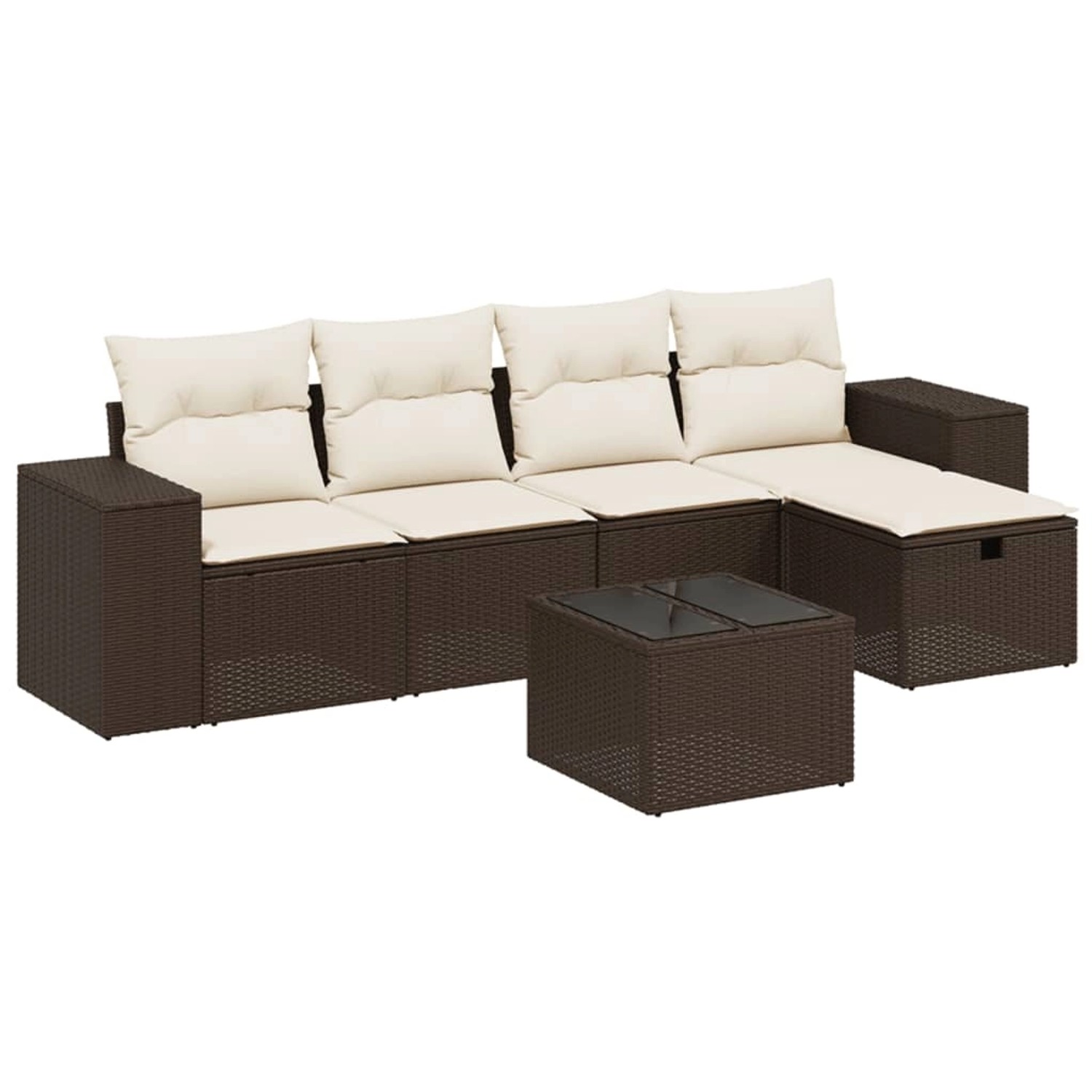 vidaXL 6-Tlg Garten-Sofagarnitur mit Kissen Braun Poly Rattan 3264409 günstig online kaufen