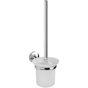 Wenko Wand WC-Garnitur Cuba, Chrom/Weiß, zur Wandmontage, mit satiniertem Glasbehälter.