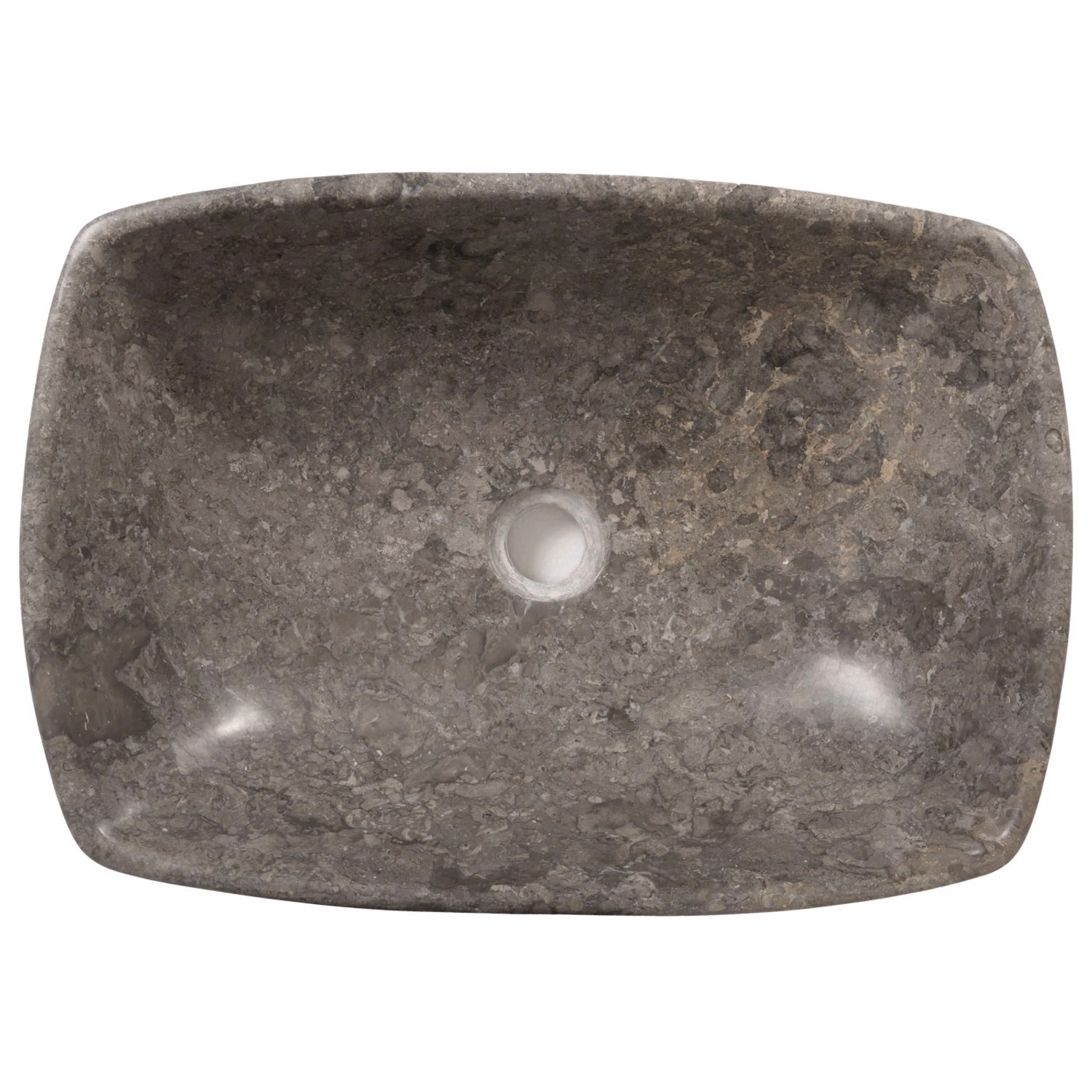MCW Marmor-Waschbecken M77, Handwaschbecken aus grauem Naturstein mit einzigartiger Marmorierung.