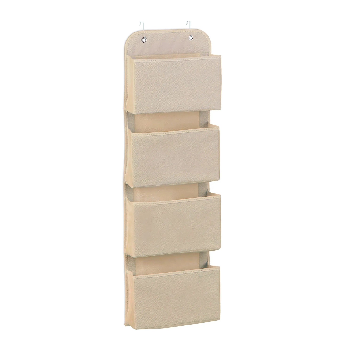 Relaxdays Hängeorganizer Vlies Beige 4 Fächer Faltbar 104 cm x 31 cm x 10 cm 0,6 kg