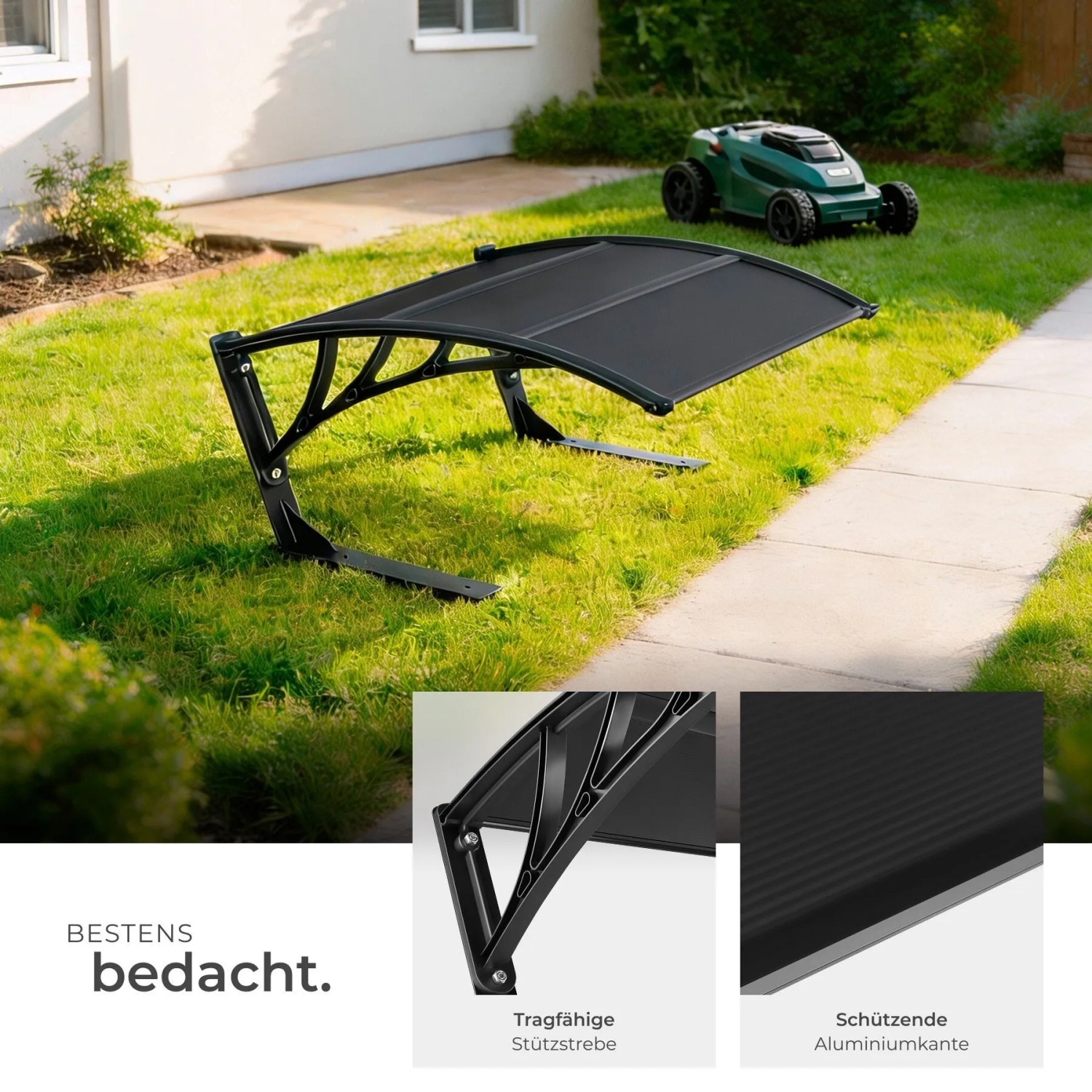 Tectake Rasenmäher Roboter Garage Domus mit gewölbtem Dach und UV-Schutz.