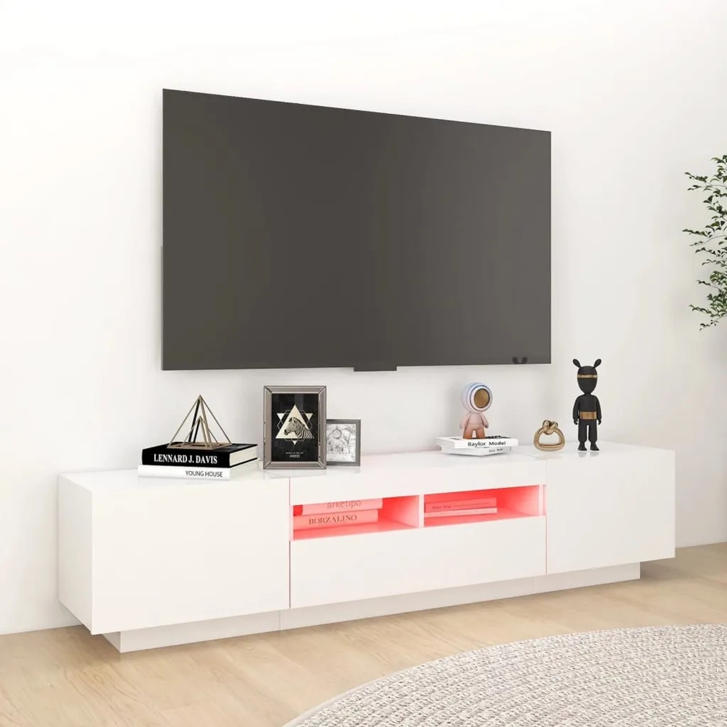 vidaXL TV-Schrank mit LED-Leuchten Weiß 180x35x40 cm 3081897_3