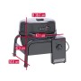 Schwarzer, mobiler Char-Broil Elektrogrill Patio Bistro Cube E mit Maßangaben.