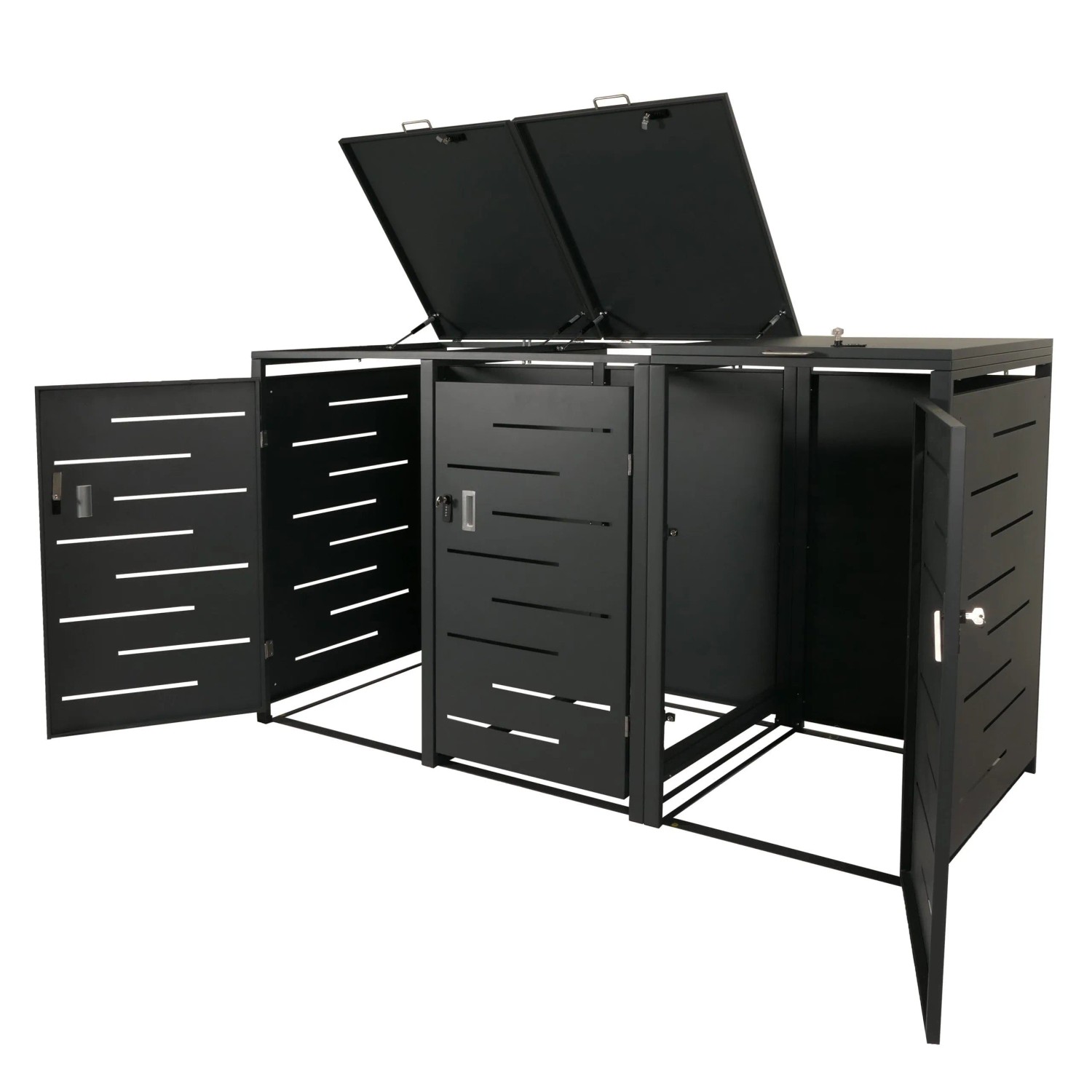 MCW 3er-Mülltonnenverkleidung E83 Anthrazit Stahl 75kg 117x197x80cm