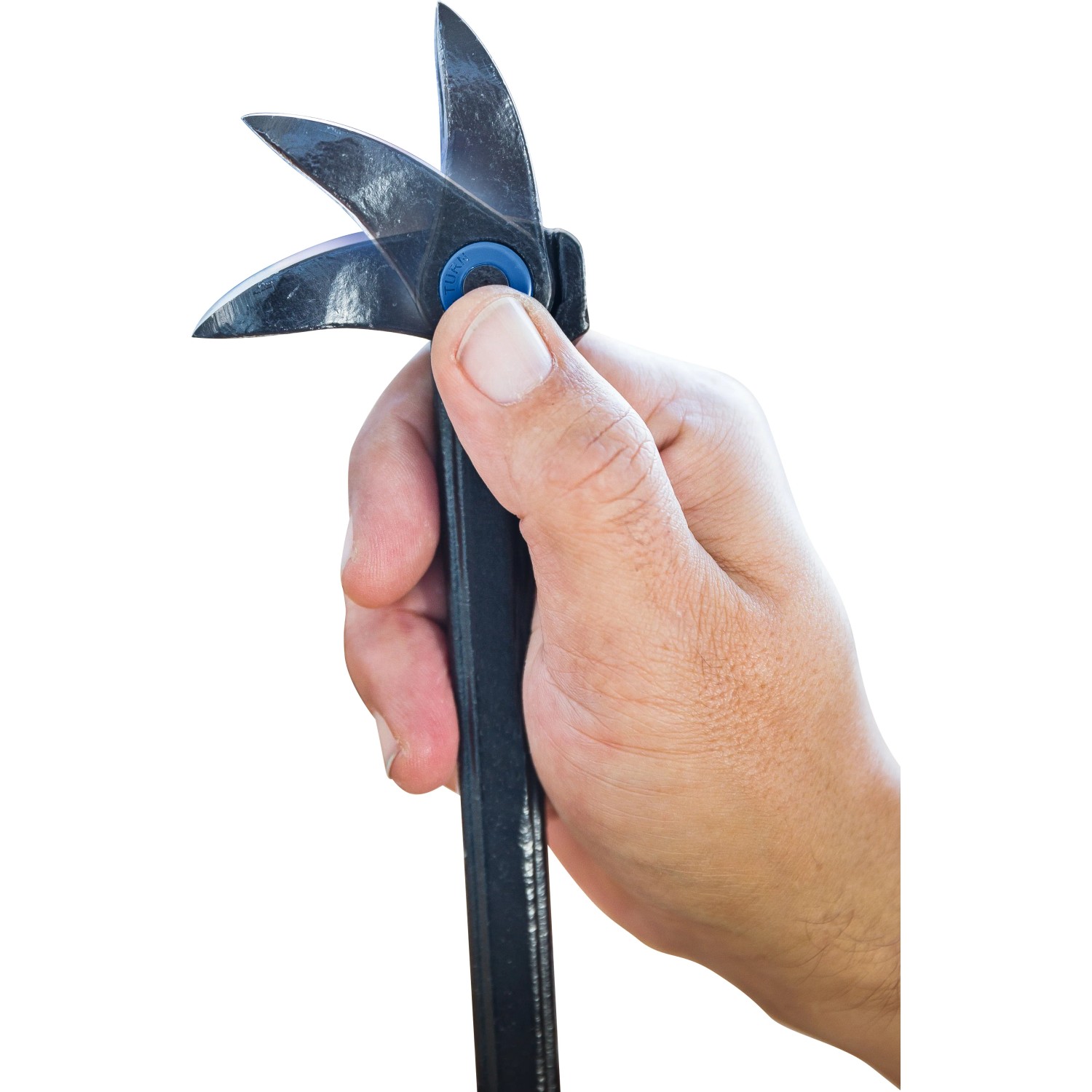 Hand hält LUX Nageleisen (200 mm) aus Carbonstahl zum Nagelziehen und Stemmen.