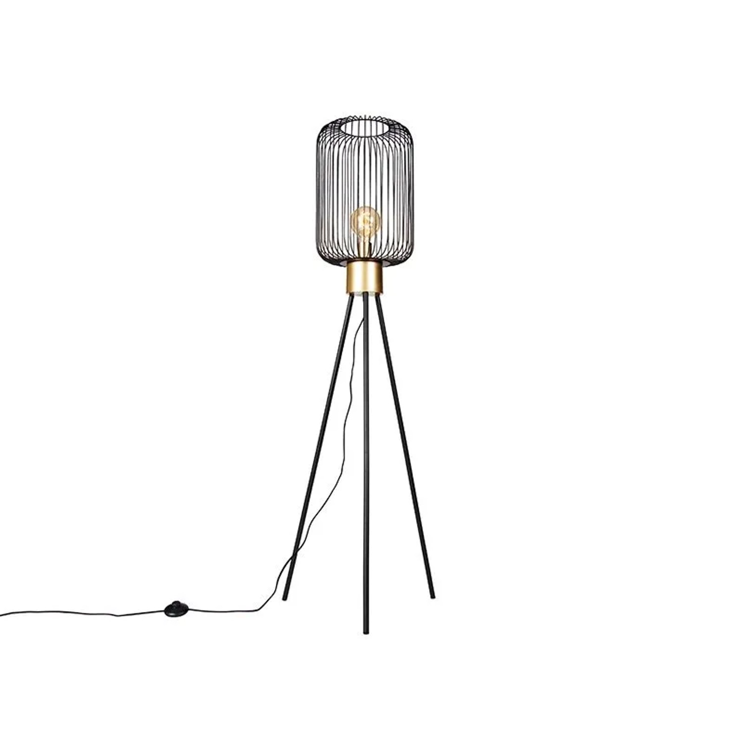 QAZQA Design Stehlampe Schwarz mit Gold Mayelle