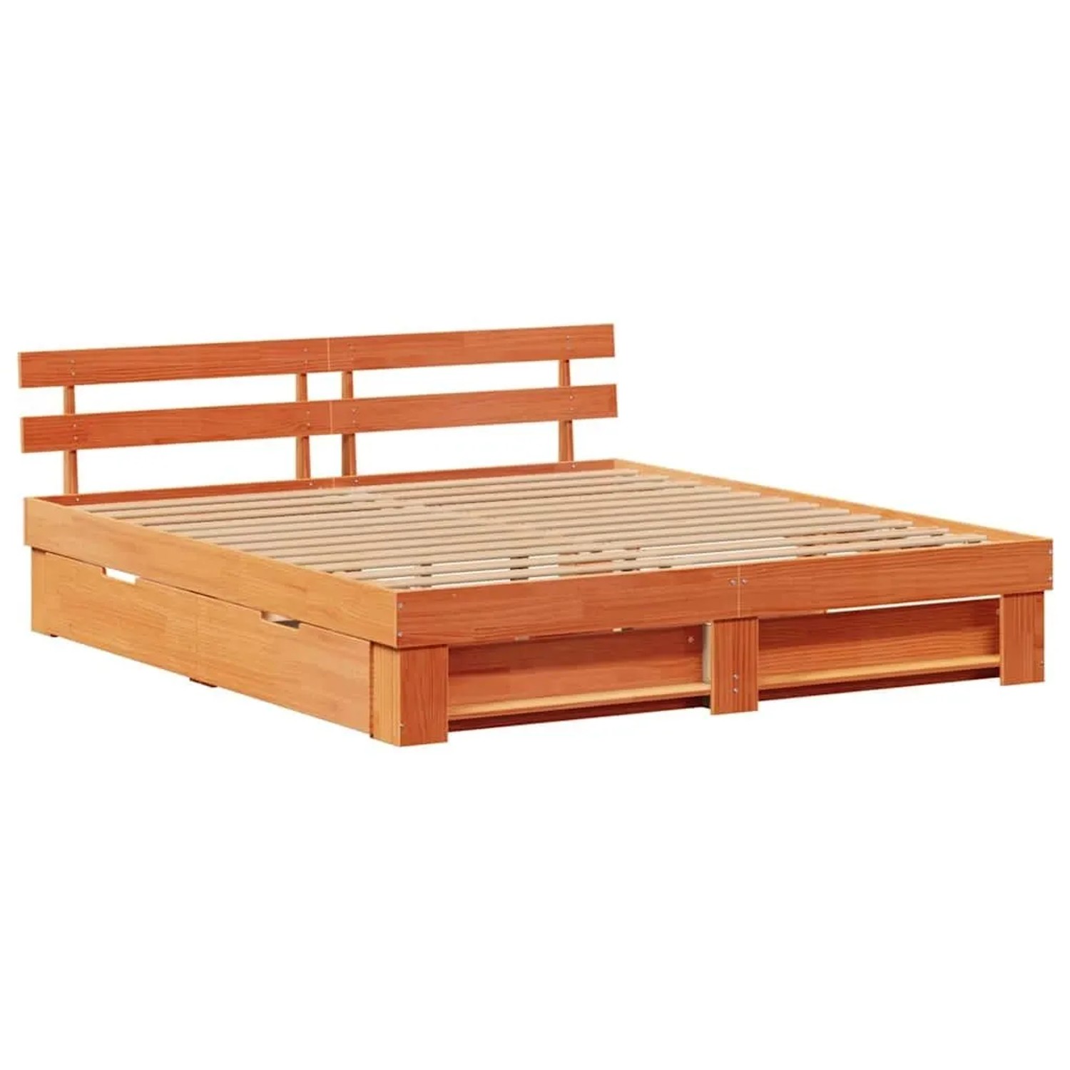 vidaXL Bettrahmen Wachsbraun 200 x 200 cm Massives Kiefernholz 3382264