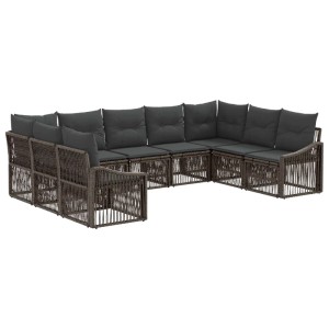 vidaXL Gartensofa-Set 9-Tlg Grau Poly-Rattan 3436109
