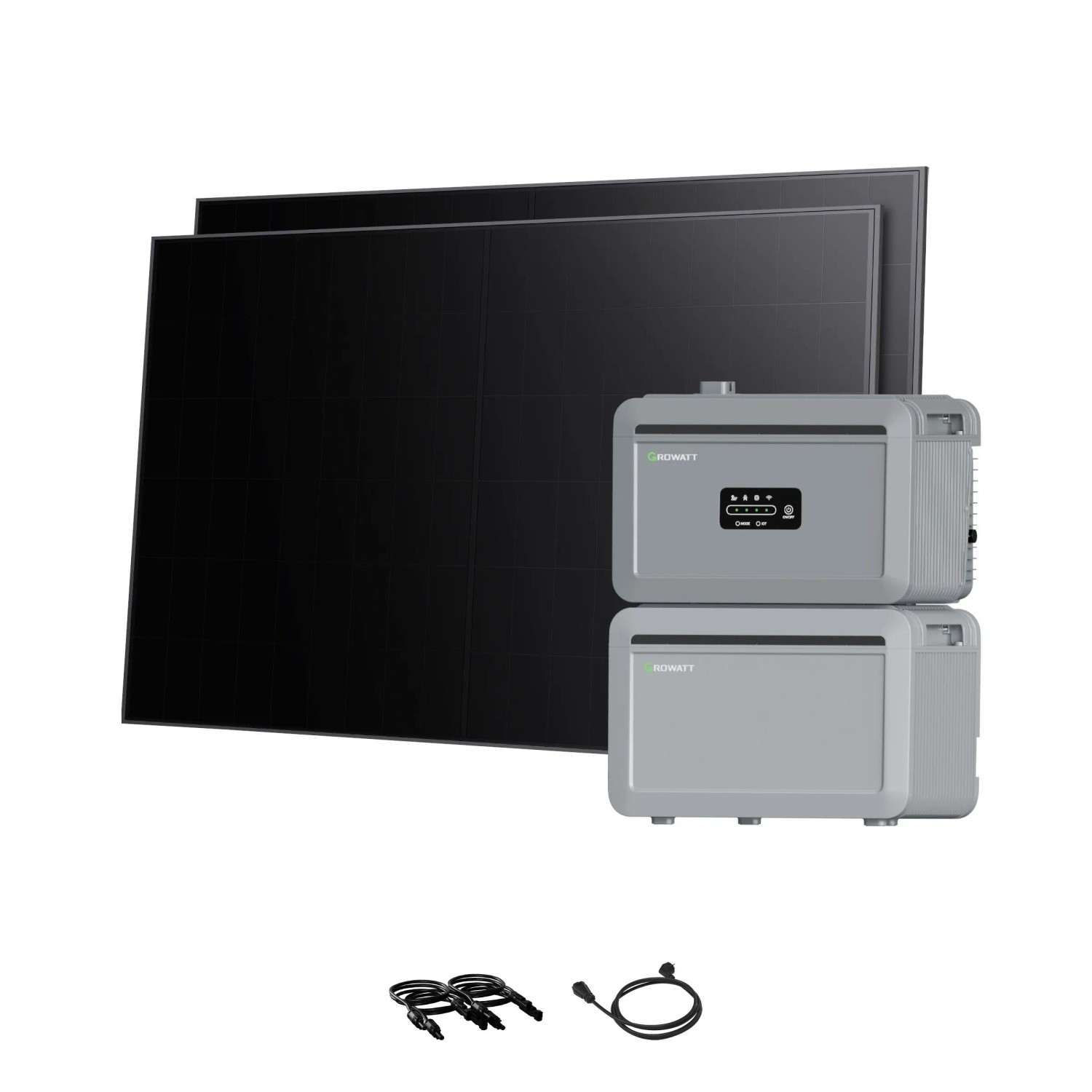 Growatt Balkonkraftwerk Set NEXA 2000 Speicher 4096 Wh mit 960 W BC-Modulen Full-Black