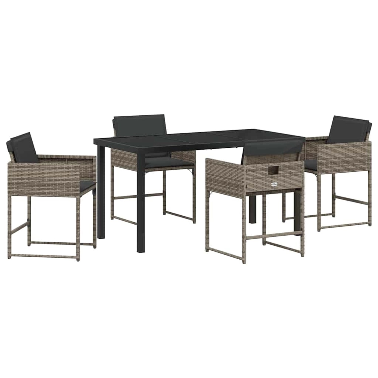 vidaXL Garten Essgruppe mit Kissen 5-Tlg Grau Poly Rattan 3380013 günstig online kaufen