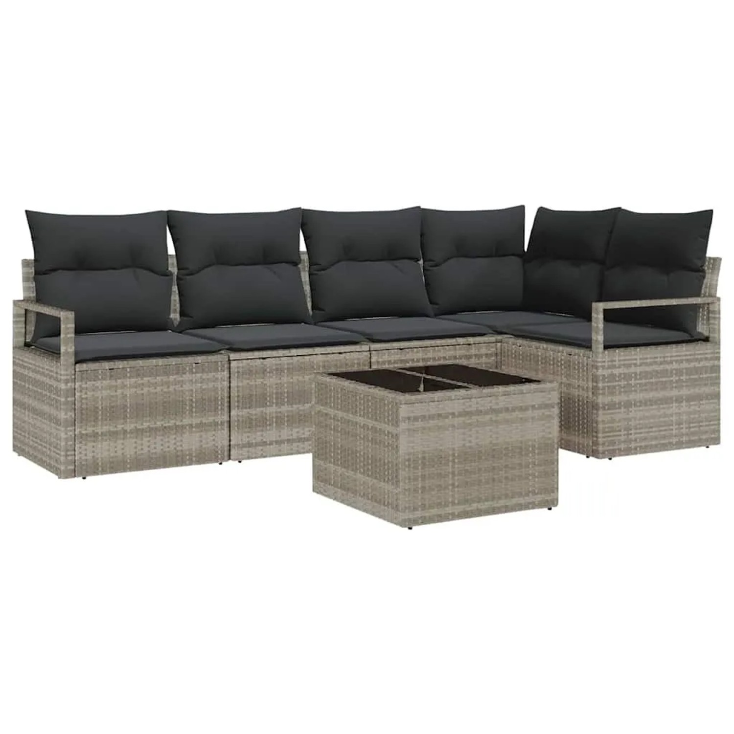 vidaXL Gartensofa-Set mit Kissen 6 Stk Hellgrau Poly-Rattan 3355061