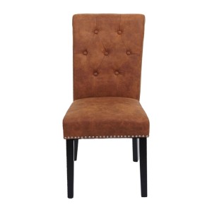 CHEFGASTRO Esszimmerstuhl 2er-Set Gepolstert 98x47x62cm Sitzhöhe 42cm Nieten Dunkle Beine Wildlederimitat