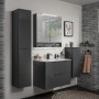 Fackelmann Luna Bad-Hochschrank in Anthrazit, Teil eines Badezimmer-Sets mit Waschbeckenunterschrank und Spiegelschrank.