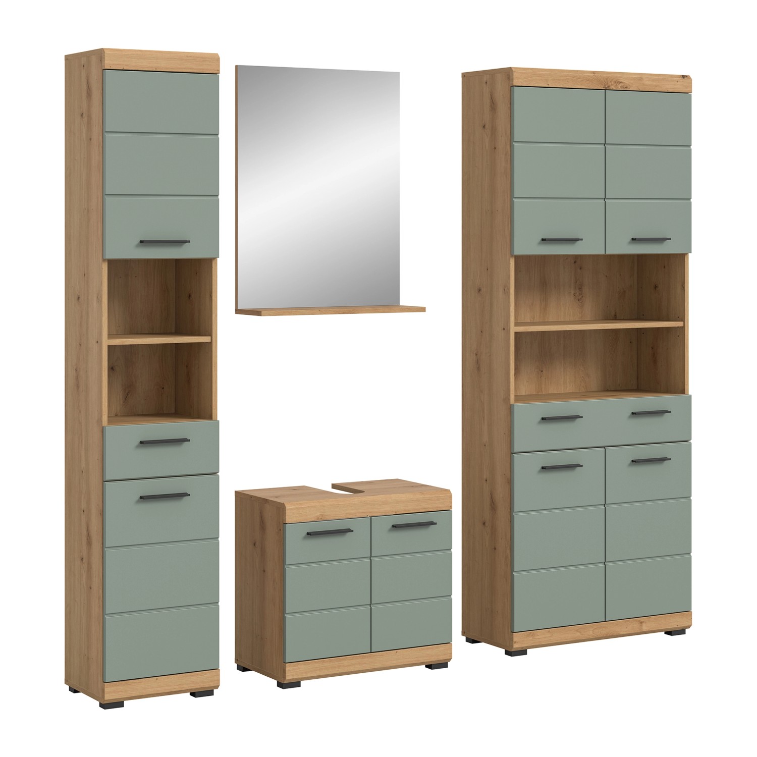 Badmöbel-Set SCHLOONSEE  4 teilig  bestehend aus: Hochschrank  Waschbeckenu günstig online kaufen