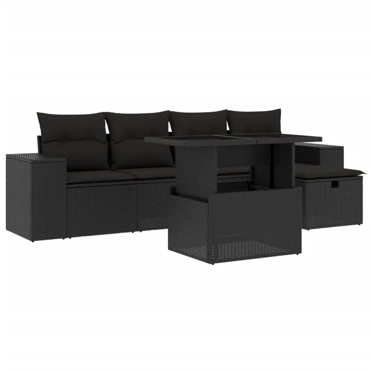 vidaXL 6-Tlg Garten-Sofagarnitur mit Kissen Schwarz Poly Rattan 3275285 günstig online kaufen