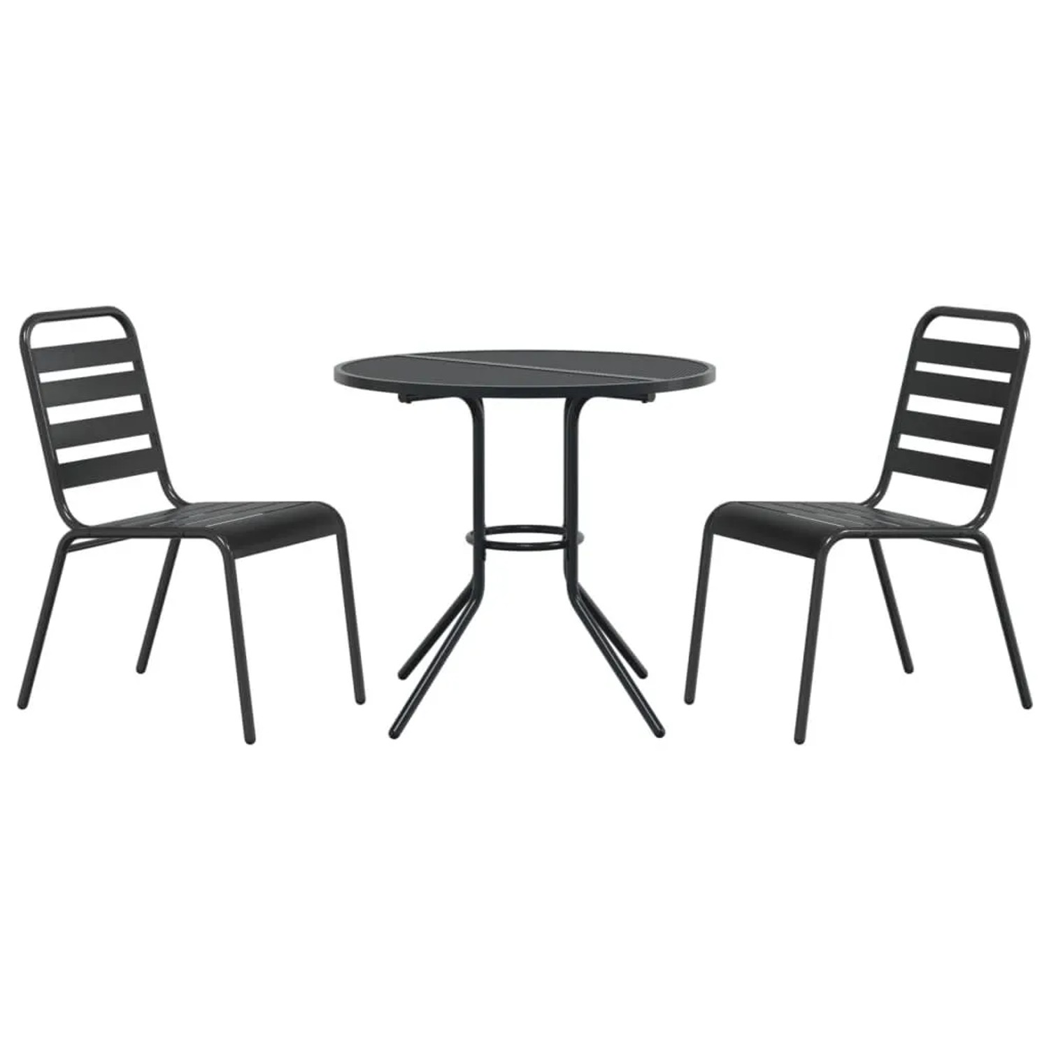 Furnicato Gartenstuhl-set 3-tlg Stapelbar Pulverbeschichteter Stahl