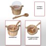 3-teiliges Saunaset: heller Kiefernholz Saunakübel mit 3,5 L Kunststoffeinsatz und Saunakelle. Auslaufsicher.