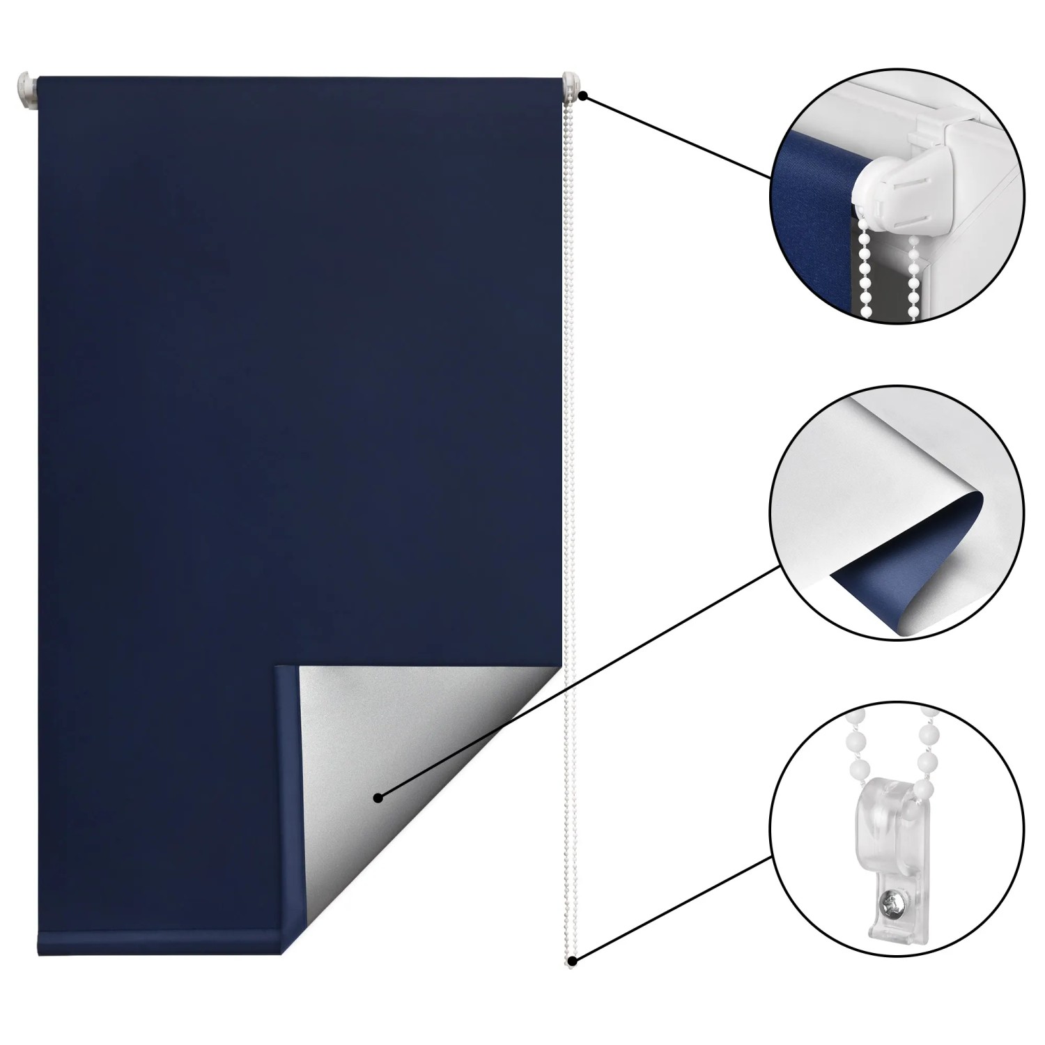 Sol Royal Thermorollo SolReflect T42 in Dunkelblau, 110x160cm, mit Thermobeschichtung und Klemmfix-System.