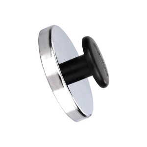 Rundmagnet mit Knauf und Chromblende, Ø 51 mm, bis 11 kg Haftkraft.